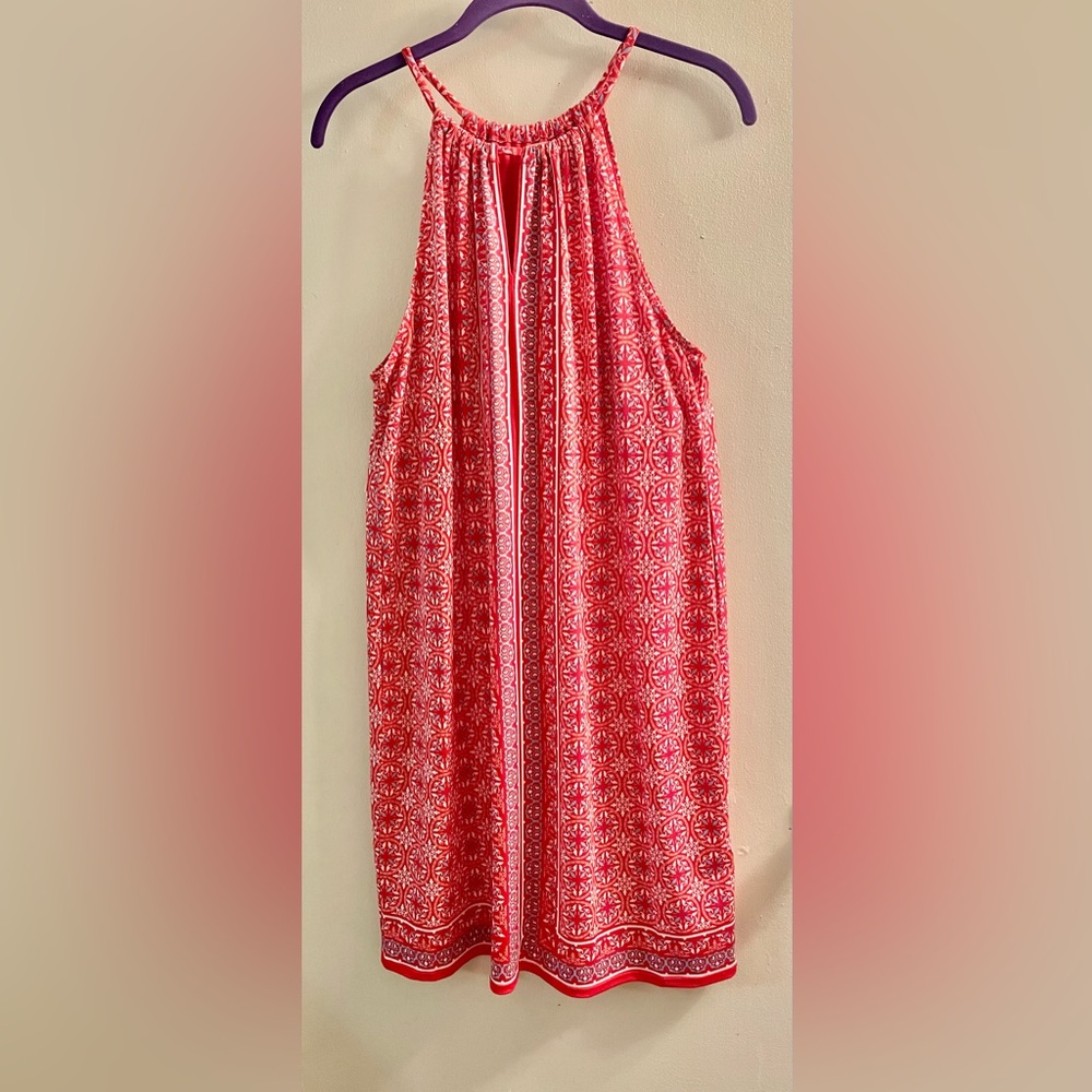 Max Studio Red, Slate Blue and White Sleeveless Dress   SIZE MEDIUM   *LIKE NEW*